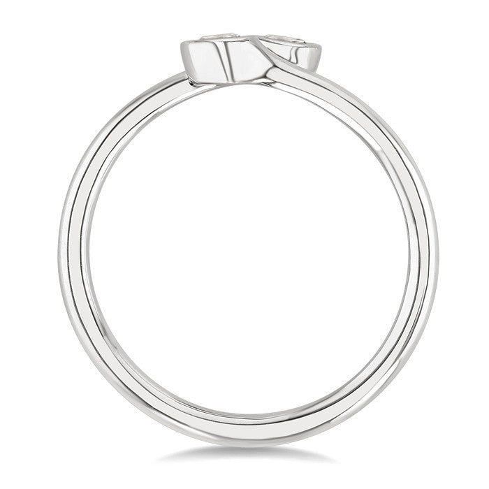 1/5 Ctw Split Single Coil Bezel Set Round Cut Diamond Open Fashion Ring in 14K White Gold