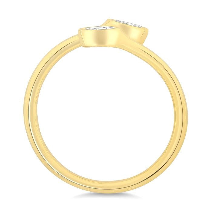 1/5 Ctw Split Single Coil Bezel Set Oval Cut Diamond Open Fashion Ring in 14K Yellow Gold