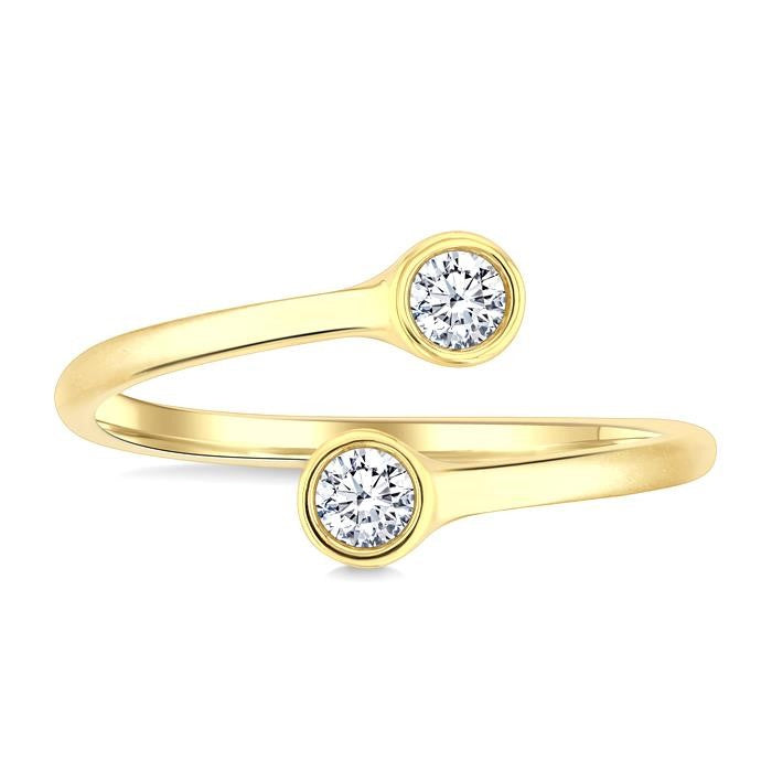 1/5 Ctw Split Single Coil Bezel Set Round Cut Diamond Open Fashion Ring in 14K Yellow Gold
