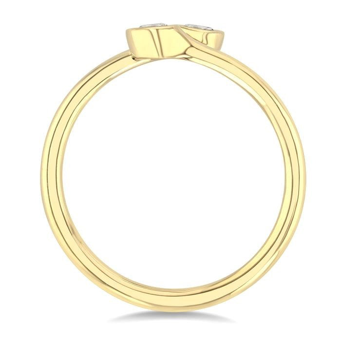 1/5 Ctw Split Single Coil Bezel Set Round Cut Diamond Open Fashion Ring in 14K Yellow Gold
