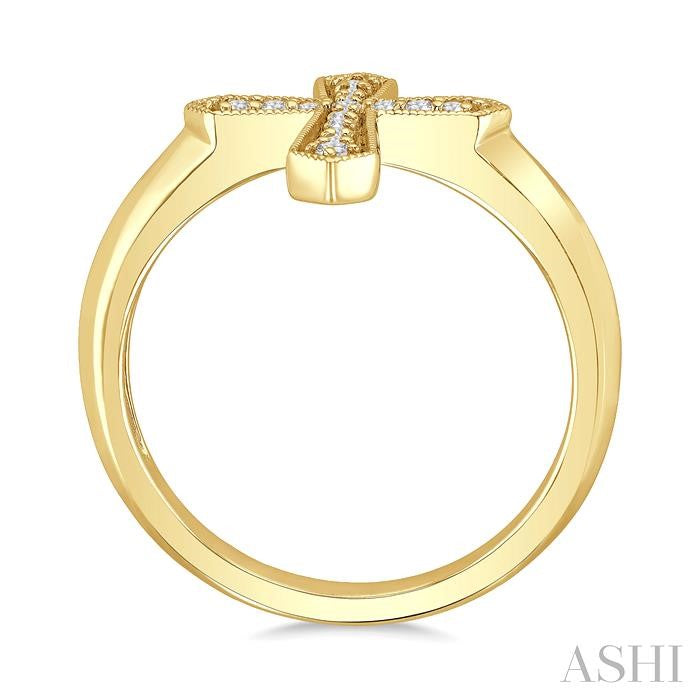 1/6 Ctw Cross Round Cut Diamond Fashion Petite Ring in 10K Yellow Gold