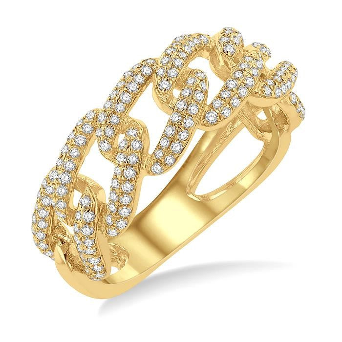 1/2 Ctw Free Form Round Cut Diamond Cuban Ladies Ring in 14K Yellow Gold