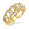 1/2 Ctw Free Form Round Cut Diamond Cuban Ladies Ring in 14K Yellow Gold
