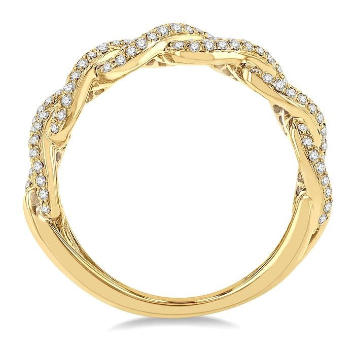 1/2 Ctw Free Form Round Cut Diamond Cuban Ladies Ring in 14K Yellow Gold