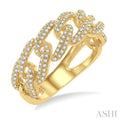 1/2 Ctw Free Form Round Cut Diamond Cuban Ladies Ring in 14K Yellow Gold