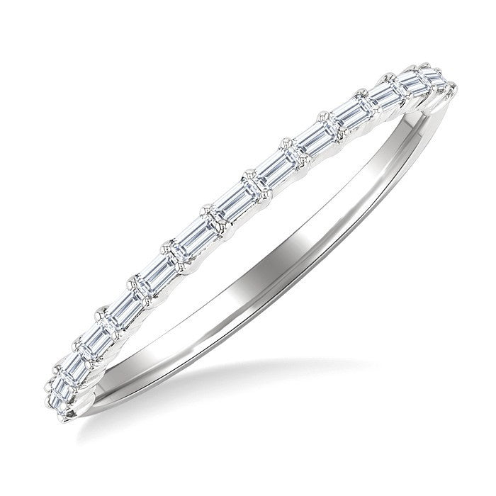1/4 Ctw Straight Row Baguette Cut Diamond Stackable Fashion Band in 14K White Gold