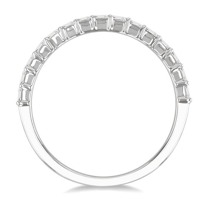 1/4 Ctw Straight Row Baguette Cut Diamond Stackable Fashion Band in 14K White Gold