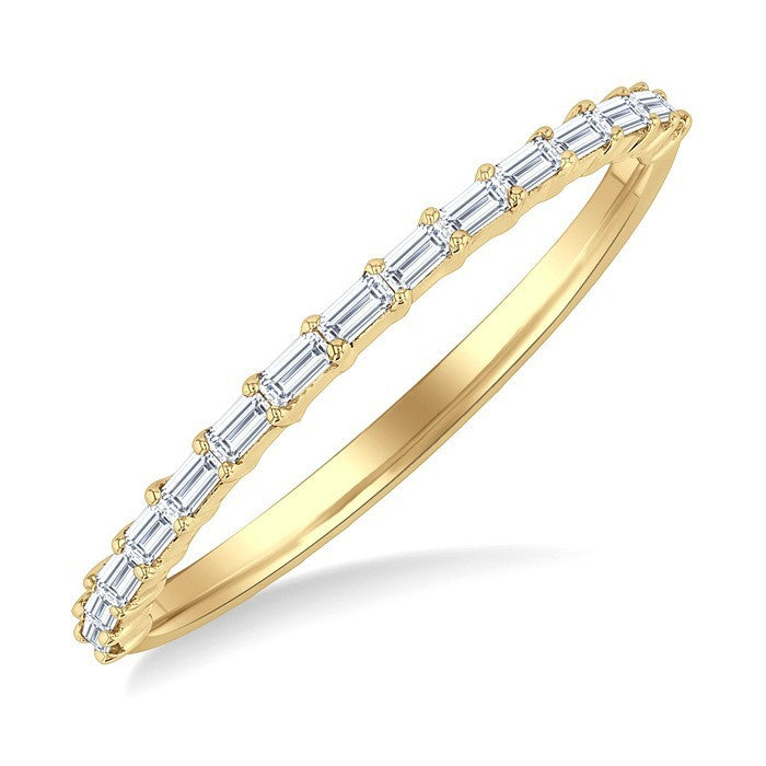 1/4 Ctw Straight Row Baguette Cut Diamond Stackable Fashion Band in 14K Yellow Gold