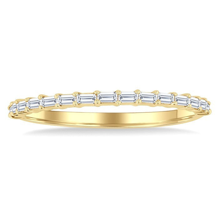 1/4 Ctw Straight Row Baguette Cut Diamond Stackable Fashion Band in 14K Yellow Gold
