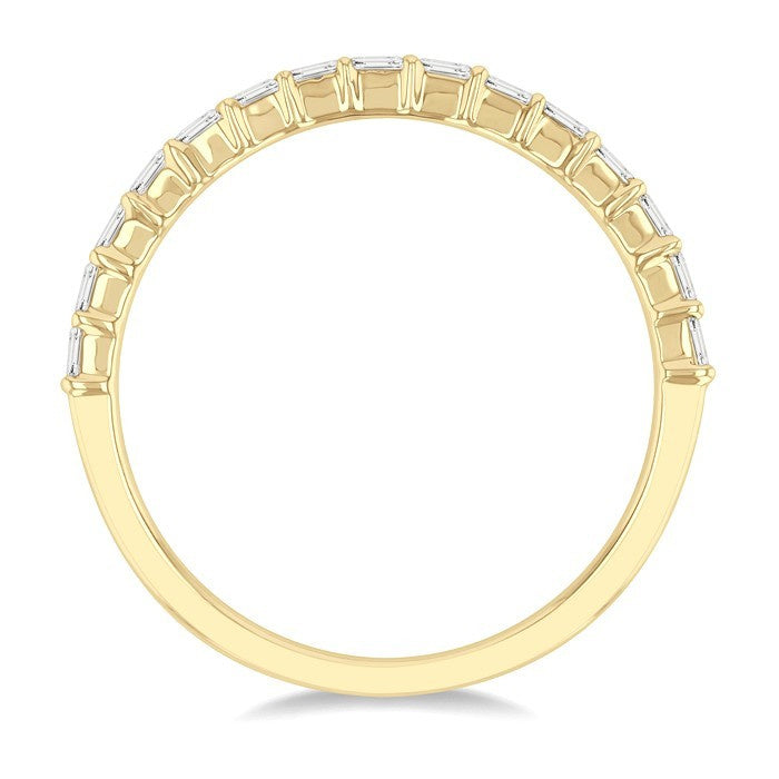 1/4 Ctw Straight Row Baguette Cut Diamond Stackable Fashion Band in 14K Yellow Gold