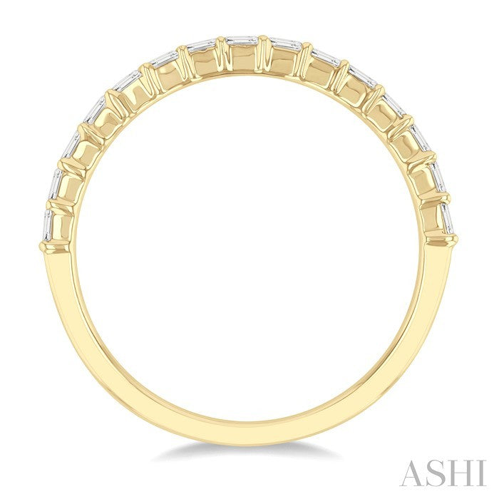 1/4 Ctw Straight Row Baguette Cut Diamond Stackable Fashion Band in 14K Yellow Gold