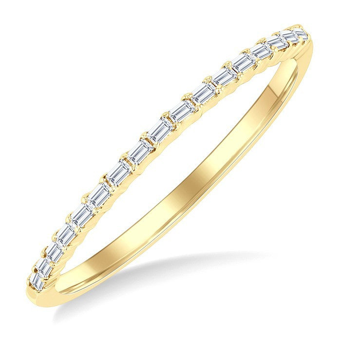 1/10 Ctw Straight Row Baguette Cut Diamond Stackable Fashion Band in 10K Yellow Gold