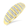 1/5 Ctw Ribbed Dome Shape Round Cut Diamond Pirouette Fashion Ring in 10K Yellow Gold