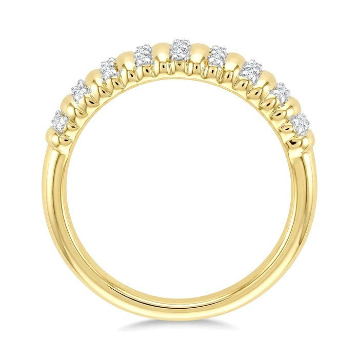 1/5 Ctw Ribbed Dome Shape Round Cut Diamond Pirouette Fashion Ring in 10K Yellow Gold