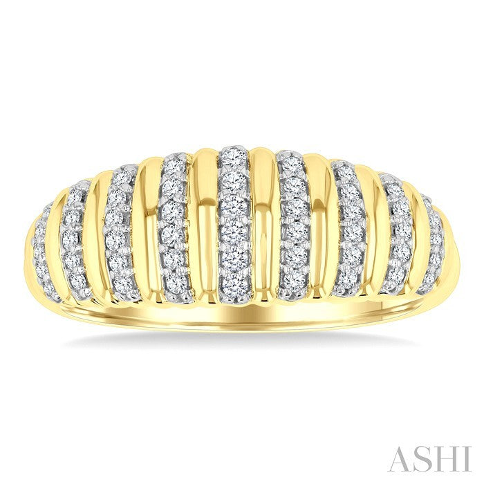 1/5 Ctw Ribbed Dome Shape Round Cut Diamond Pirouette Fashion Ring in 10K Yellow Gold