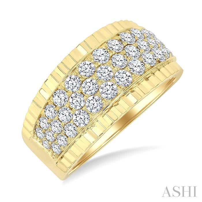 3 Row Diamond Wide Band