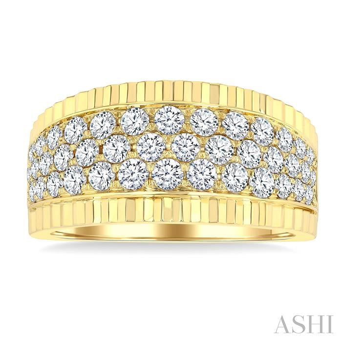 3 Row Diamond Wide Band