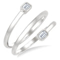 1/5 Ctw Split Double Coil Bezel Set Octagon Cut Diamond Open Fashion Ring in 14K White Gold