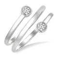 1/5 Ctw Round Shape Diamond Bezel Double Coil Fashion Ring in 14K White Gold