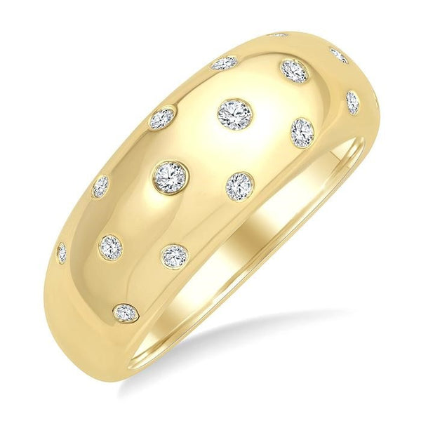1/5 Ctw Round Cut Diamond Flush Set Mosaic Dome Band in 10K Yellow Gold