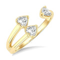 1/2 Ctw Split Triple Heart Diamond Open Fashion Ring in 14K Yellow Gold