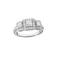 Diamond Princess Cut Three Stone Halo Ring