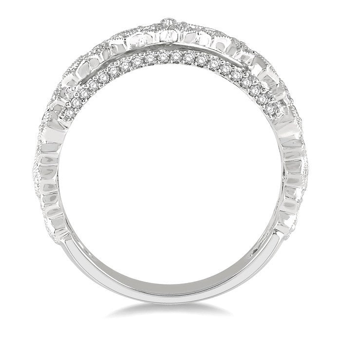 1/3 Ctw Lattice Marquise & Princess Mounts Round Cut Diamond Band in 14K White Gold