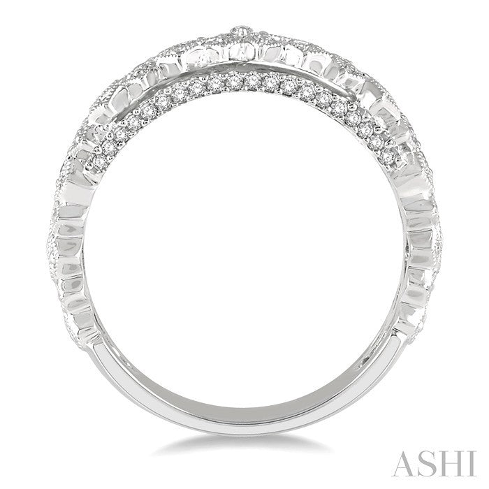 1/3 Ctw Lattice Marquise & Princess Mounts Round Cut Diamond Band in 14K White Gold