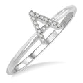 1/20 Ctw Initial 'A' Round Cut Diamond Fashion Ring in 10K White Gold