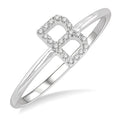 1/20 Ctw Initial 'B' Round Cut Diamond Fashion Ring in 10K White Gold