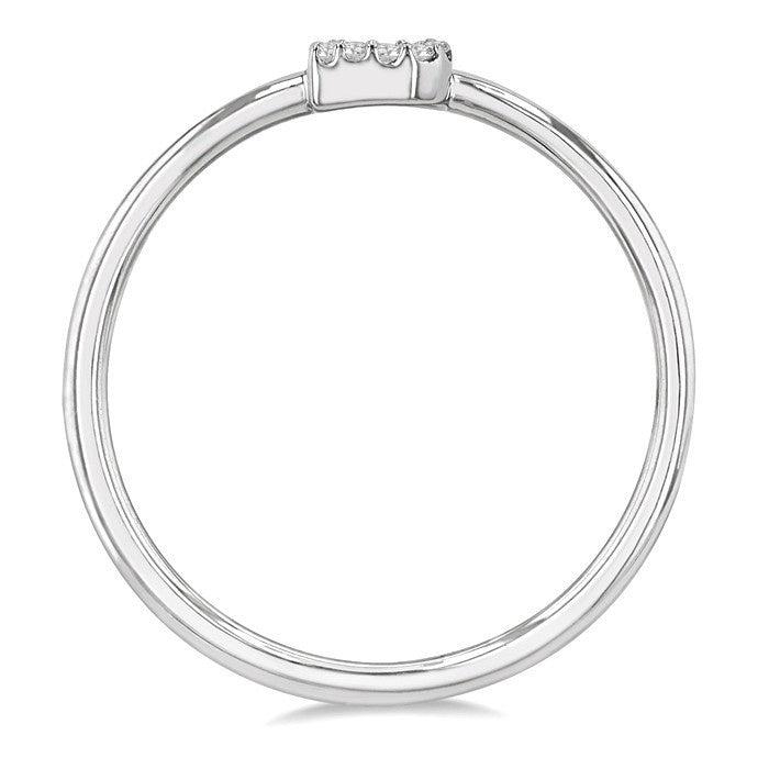 1/20 Ctw Initial 'B' Round Cut Diamond Fashion Ring in 10K White Gold