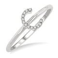 1/20 Ctw Initial 'C' Round Cut Diamond Fashion Ring in 10K White Gold