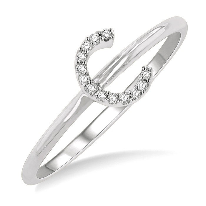 1/20 Ctw Initial 'C' Round Cut Diamond Fashion Ring in 10K White Gold