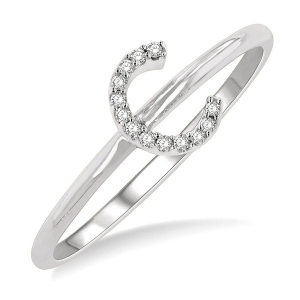 1/20 Ctw Initial 'C' Round Cut Diamond Fashion Ring in 10K White Gold