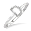 1/20 Ctw Initial 'D' Round Cut Diamond Fashion Ring in 10K White Gold