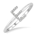 1/20 Ctw Initial 'E' Round Cut Diamond Fashion Ring in 10K White Gold
