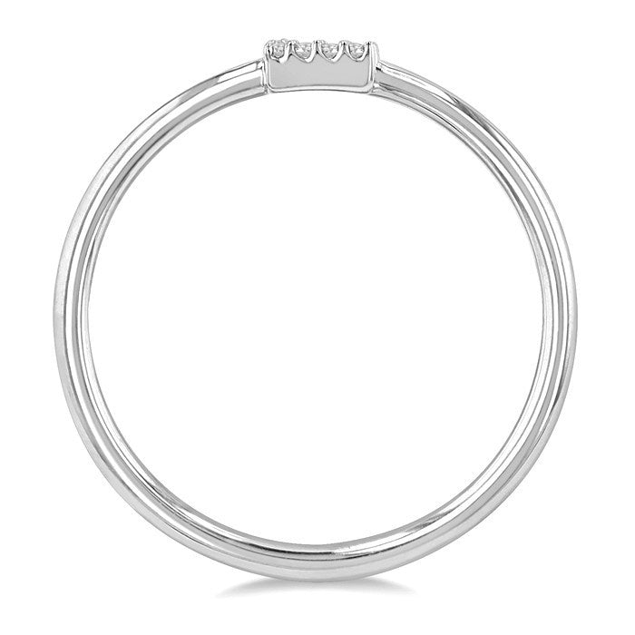 1/20 Ctw Initial 'E' Round Cut Diamond Fashion Ring in 10K White Gold