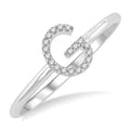 1/20 Ctw Initial 'G' Round Cut Diamond Fashion Ring in 10K White Gold