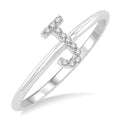 1/20 Ctw Initial 'J' Round Cut Diamond Fashion Ring in 10K White Gold