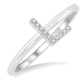 1/20 Ctw Initial 'L' Round Cut Diamond Fashion Ring in 10K White Gold