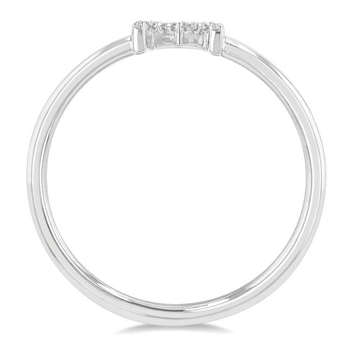 1/20 Ctw Initial 'M' Round Cut Diamond Fashion Ring in 10K White Gold