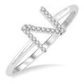 1/20 Ctw Initial 'N' Round Cut Diamond Fashion Ring in 10K White Gold
