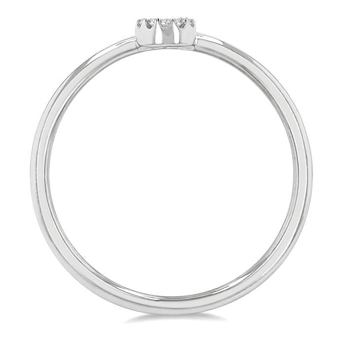 1/20 Ctw Initial 'S' Round Cut Diamond Fashion Ring in 10K White Gold