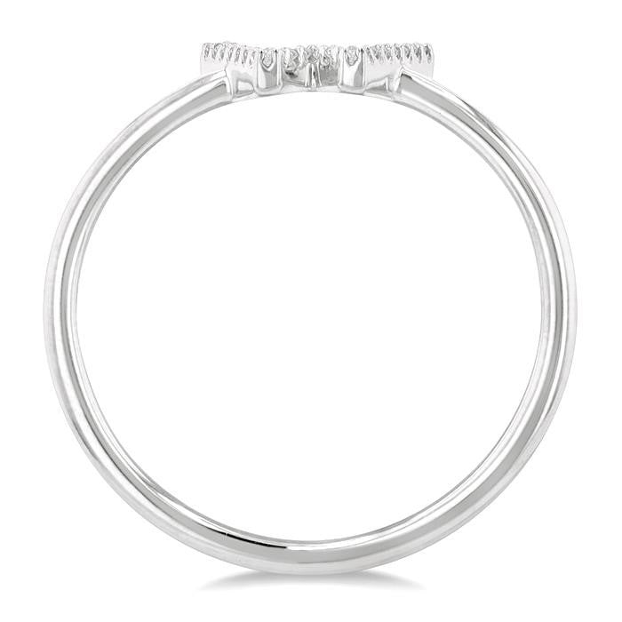 1/20 Ctw Initial 'W' Round Cut Diamond Fashion Ring in 10K White Gold
