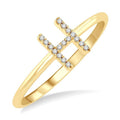 Initial H Yellow Gold Diamond Ring