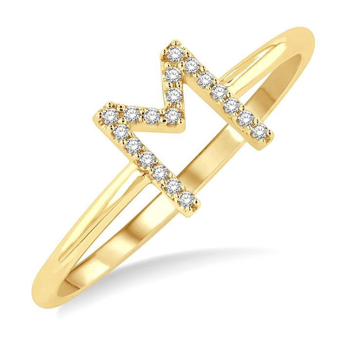 'M' Initial Diamond Ring