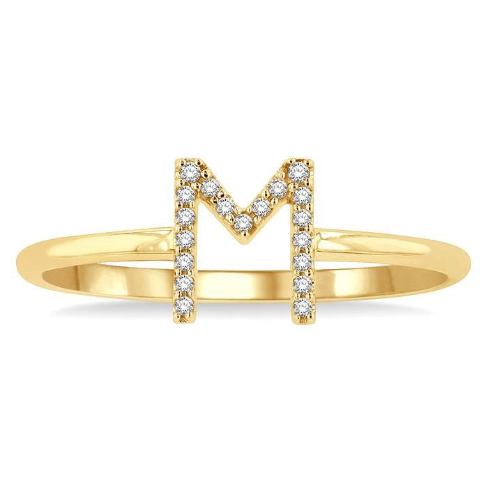 'M' Initial Diamond Ring