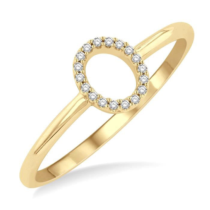 Initial O Yellow Gold Diamond Ring