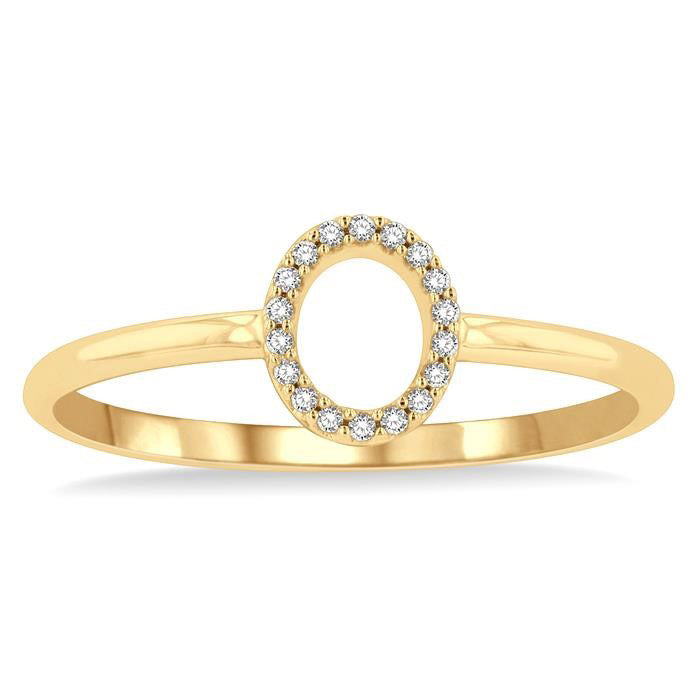Initial O Yellow Gold Diamond Ring