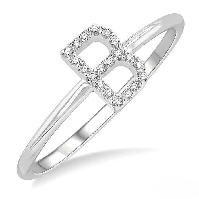 Initial Round Cut Diamond Fashion Ring in 10K Gold